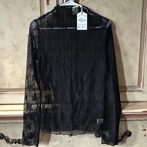 NWT Very J Elegant Black Lace Top